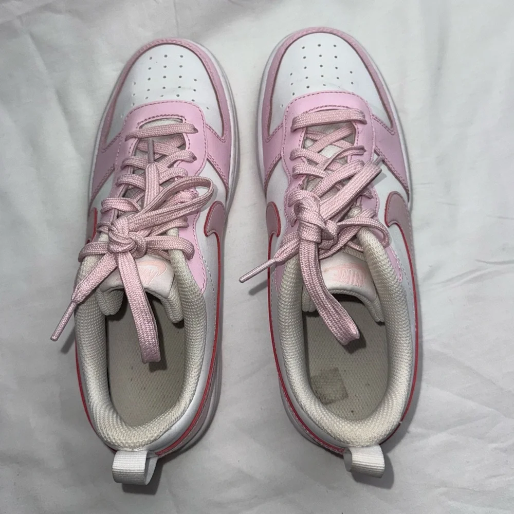 Nike Court Borough Low Recraft sneakers in white and pink foam 7Y